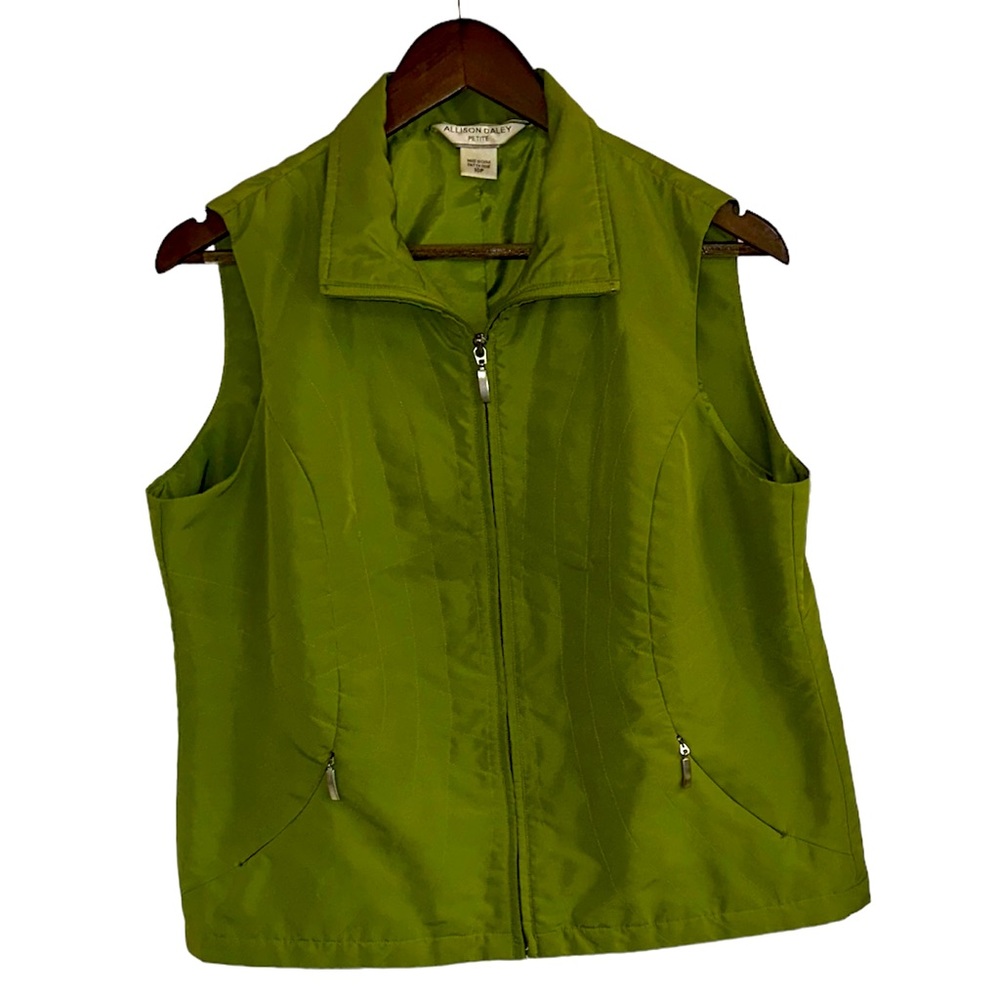 Allison Daley lime green lightweight front zip vest women 10 petite